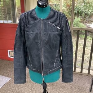 7 for all mankind Navy blue leather jacket